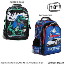 [L27072000] MOCHILA 18&quot; CHIMOLA CAR/ DINO ESPALDA(L27072000)