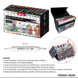 [L36350] MARCADOR FILGO DOS PUNTAS PERMANENTE X72 COLORES (L36350)