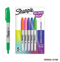 [L51700] MARCADOR SHARPIE FINO GLAM POP X5 COLORES (L51700)