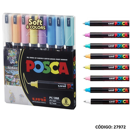 [L279720] MARCADOR UNI POSCA PC-1 0.7mm. X8 COLORES PASTEL (L279720)