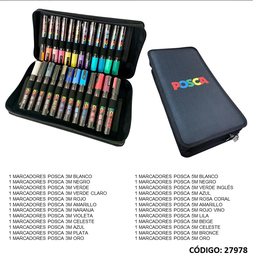 [L27978] MARCADOR UNI POSCA 3M/5M X24 COLORES + ESTUCHE (L27978)