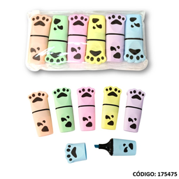 [L175475] RESALTADOR MINI HUELLAS X6 COLORES (L175475)