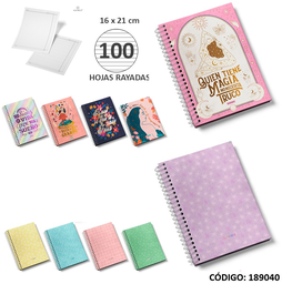 [L189040] CUADERNO 16x21 IGNEO TAPA DURA ESPIRAL A5 RAYADO x100hjs. (L189040)