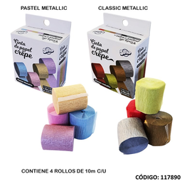 [L117890] CINTA PAPEL CREPE METAL 10m. X4 UNIDADES (L117890)
