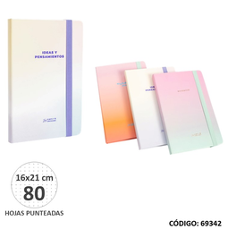 [L69342] CUADERNO FW TAPA DURA 14X21cm. PASTEL PUNTEADO X80hjs. (L69342)
