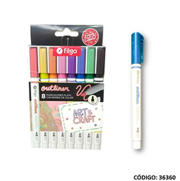 [L36360] MARCADOR FILGO OUTLINER CON CONTORNO X8 COLORES (L36360)