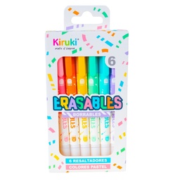 [L31925] RESALTADOR KIRUKI BORRABLE X6 COLORES PASTEL (L31925)