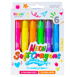 [L31918] CRAYONES KIRUKI ACUARELABLES X6 COLORES SOFT NEON (L31918)