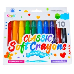 [L31921] CRAYONES KIRUKI ACUARELABLES X10 COLORES SOFT CLASICO (L31921)