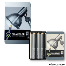 [L340800] LAPIZ COLOR PIZZINI POLYCOLOR X12 GRISES (L340800)