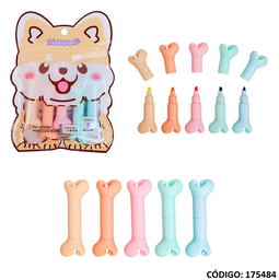 [L175484] RESALTADOR MULTIPAPER MINI DOG BONE FLUO X5 COLORES (L175484)