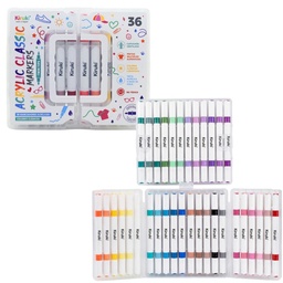 [L35610] MARCADOR KIRUKI ACRILICO DOBLE PUNTA X36 COLORES CLASICO (L35610)