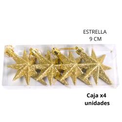 [R32067] ADORNO NAVIDAD ESTRELLA 9cm. X4 COLORES (R32067)