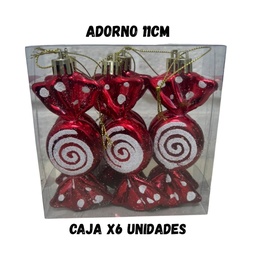 [R36134] ADORNO NAVIDAD 11cm. CARAMELOS X6 UNIDADES (R 36134)