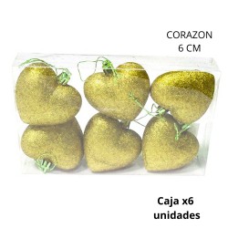 [R32069] ADORNO NAVIDAD CORAZON 6cm. X6 UNIDADES (R32069)